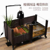 生态乌龟缸家用大型造景养龟专用玻璃饲养箱带晒台黄缘种植箱别墅