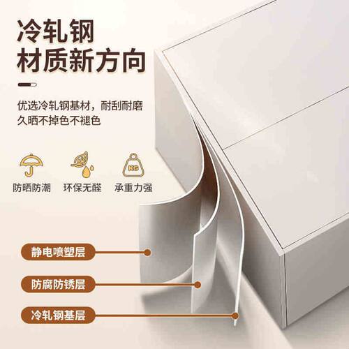 落地收纳置物架客厅多层储物柜阳台大容量落地侧边柜收纳柜铁皮柜