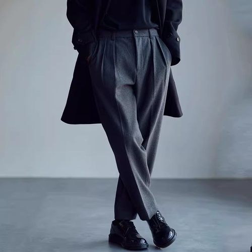 松紧腰加肥加大休闲裤子毛呢男