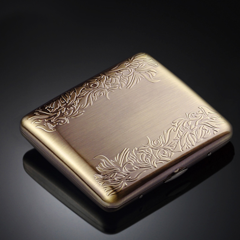烟盒20支装金属抗压防潮雕花自动磨砂男士个性超薄香於盒便携烟夹