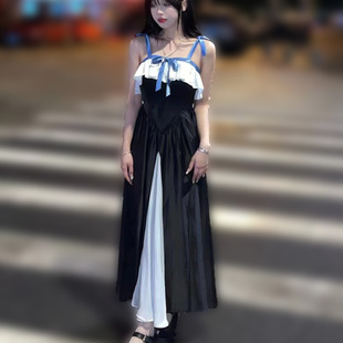 【似衣原创】连衣裙外出情趣性感露出吊带乳夹透视荷叶边露背