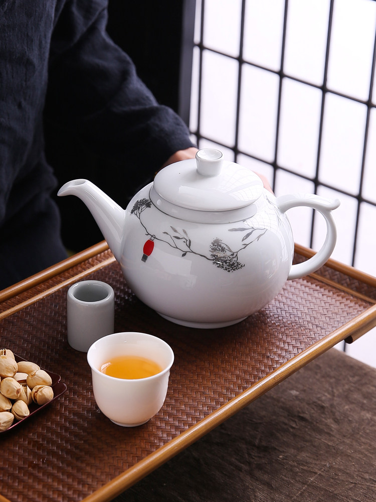 900毫升商用陶瓷大茶壶彷古大容量饭店用茶壶家用大号泡茶壶单壶