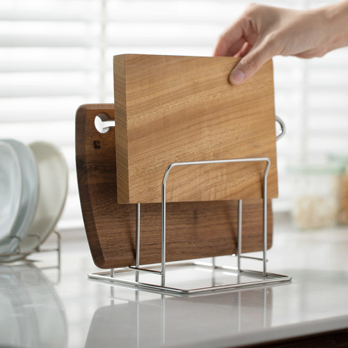 霜山304不锈钢砧板架两格宽座厨房置物架锅盖收纳架菜板架案板架