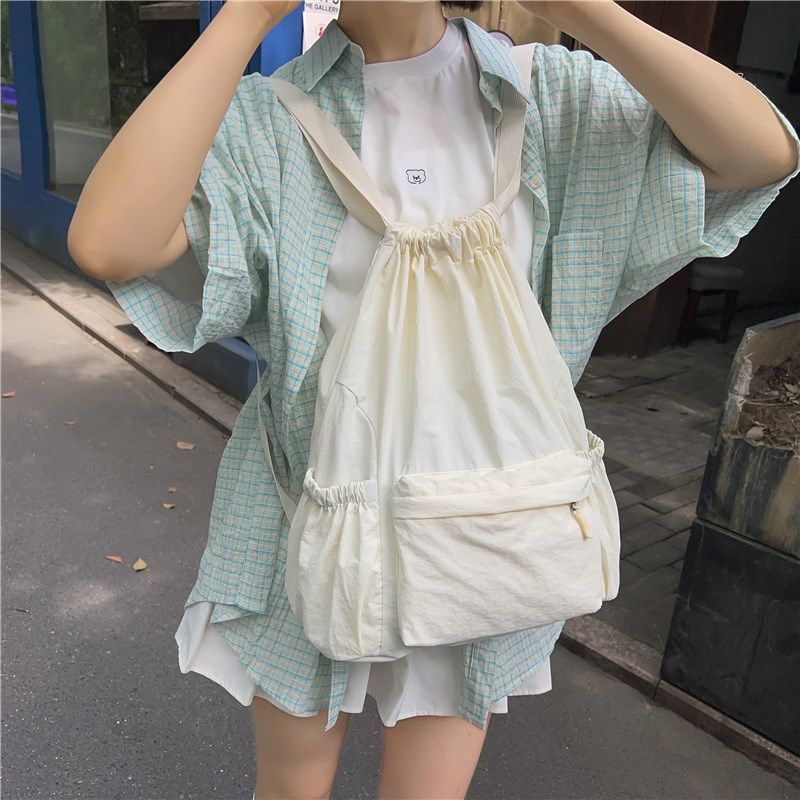 轻便尼龙双肩包女2024新款潮女大学生书包户外登山旅游抽绳小背包,箱包皮具/热销女包/男包,双肩背包,淘宝优惠券,粉丝福利购,淘宝优惠卷