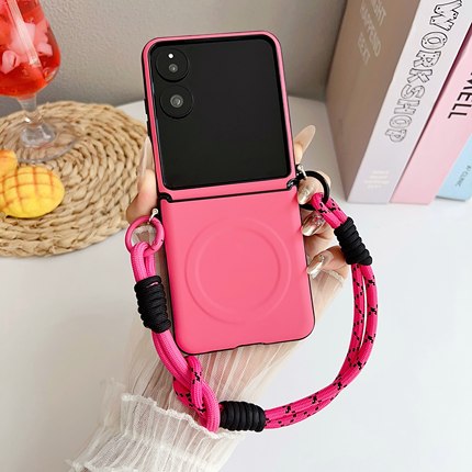 适用于小米mixflip手机壳新款内嵌磁吸mixflip2皮纹折叠屏手提链女XFlip超薄护轴防摔支架保护套xiaomi外壳硬