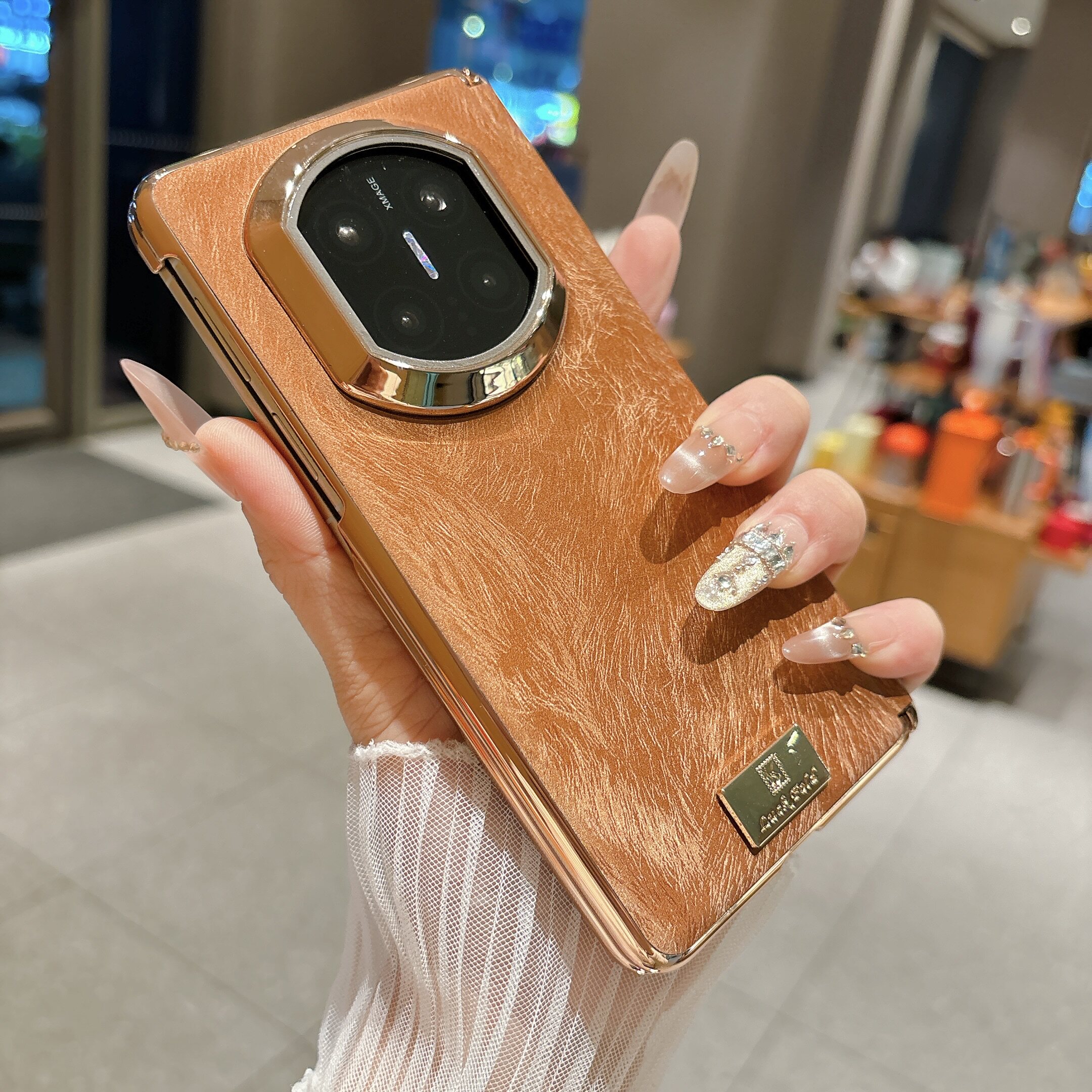 双面中轴防护保护适用于华为MateX7折叠屏MATEx7典藏版手机壳X7商务丝绸素皮电镀中轴磁吸高档高级感防摔全包