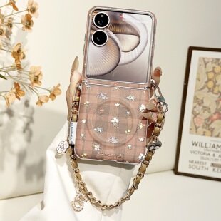 适用小米mixflip2手机壳折叠屏新款mix flip外壳保护套中轴铰链全包防摔高级感女带手链皮纹磁吸可斜挎ins风