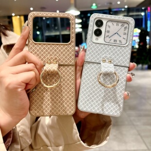 适用华为novaFlip手机壳新款nova折叠屏闪钻菱格保护套novaflip女款高档全包防摔超薄外壳高级指环filp硬壳