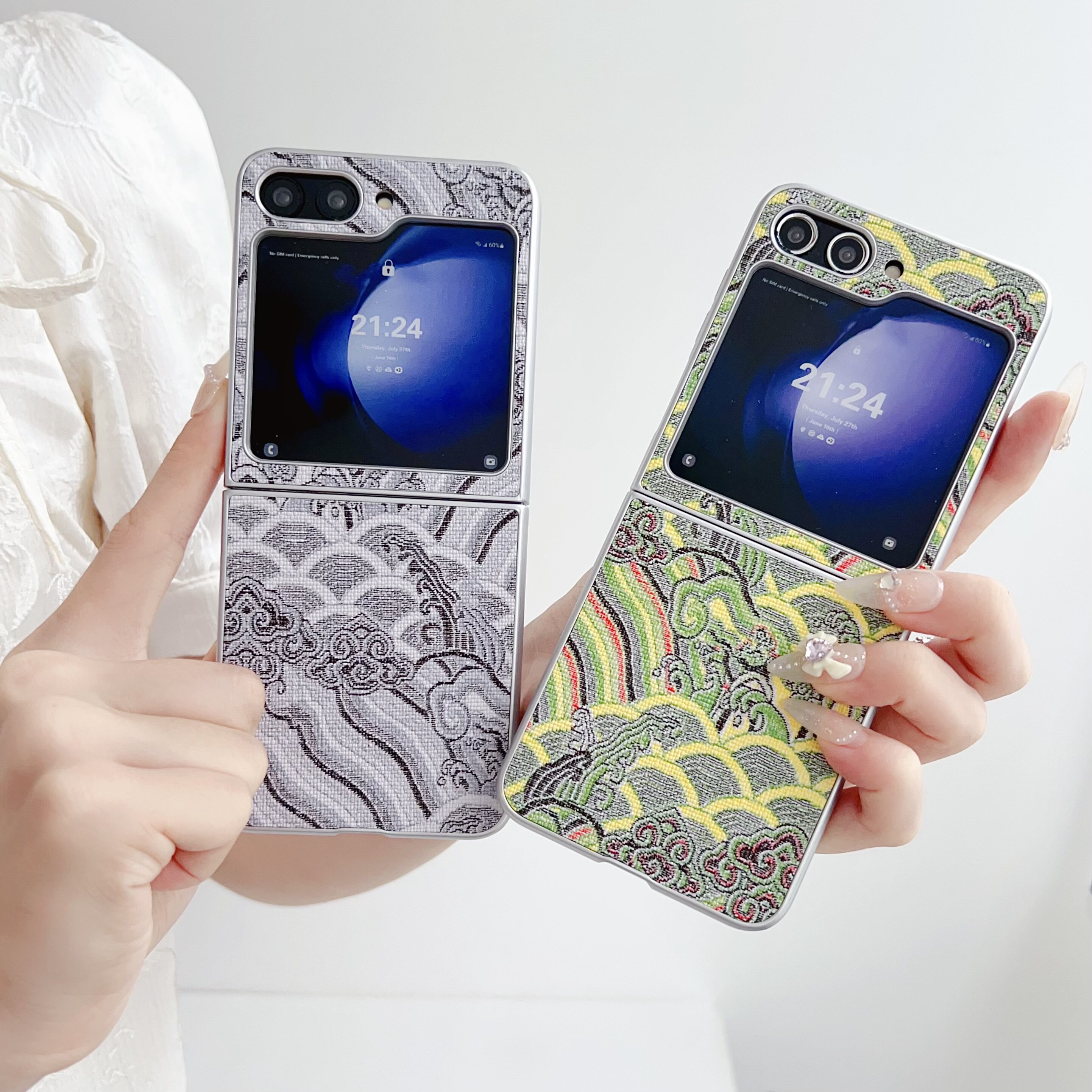 适用三星zflip5新款手机壳三星zflip6中国风刺绣皮纹创意三星zflip4折叠屏防摔个性国潮w24flip心系天下外