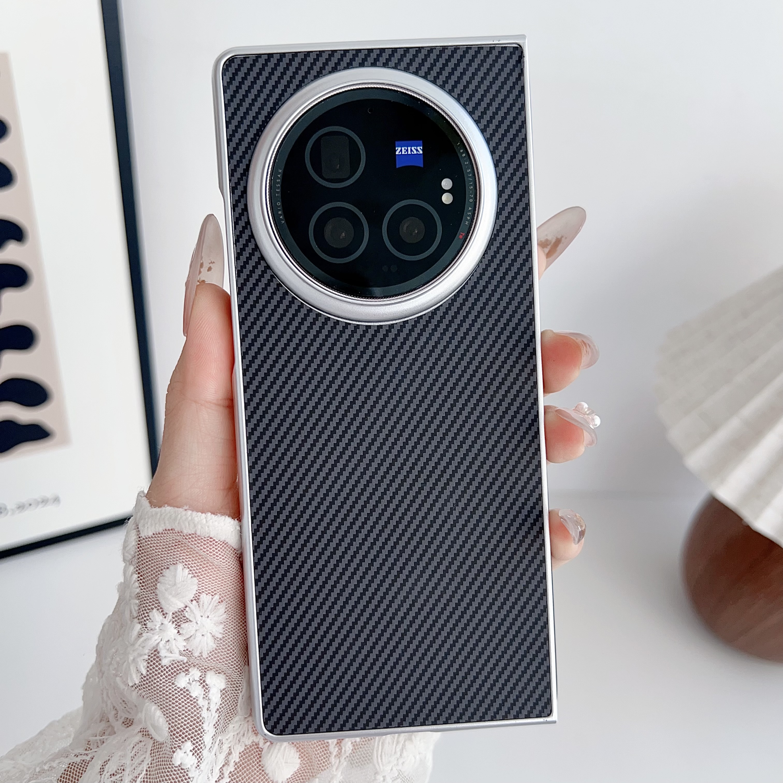 适用vivoxfold3手机壳vivo皮纹折叠屏保护套xfold3pro碳纤维纹xfold全包镜头防摔x超薄的男女3凯夫拉新款+