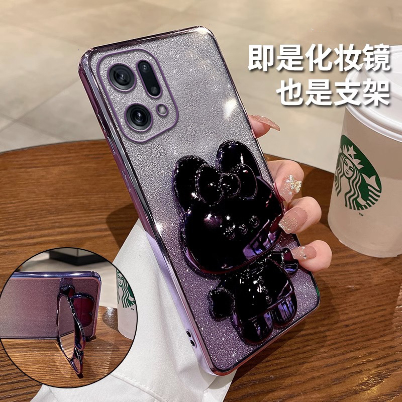 适用oppofindx5手机壳补妆镜支架findx5pro全包镜头Findx5软硅胶FINDX5PRO网红简约潮牌5g男女款por防摔后壳