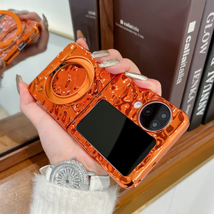 适用oppofindn3flip手机壳折叠屏女新款橙色水波纹FindN2Flip全包防摔硬壳时尚简约旋转磁吸支架轻薄保护套潮