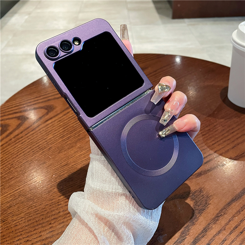 适用三星zflip6手机壳新款三星Zflip5金属漆超薄外壳简约三星ZFLIP4磁吸充电zflip3镜头全包5g磨砂防摔保护套