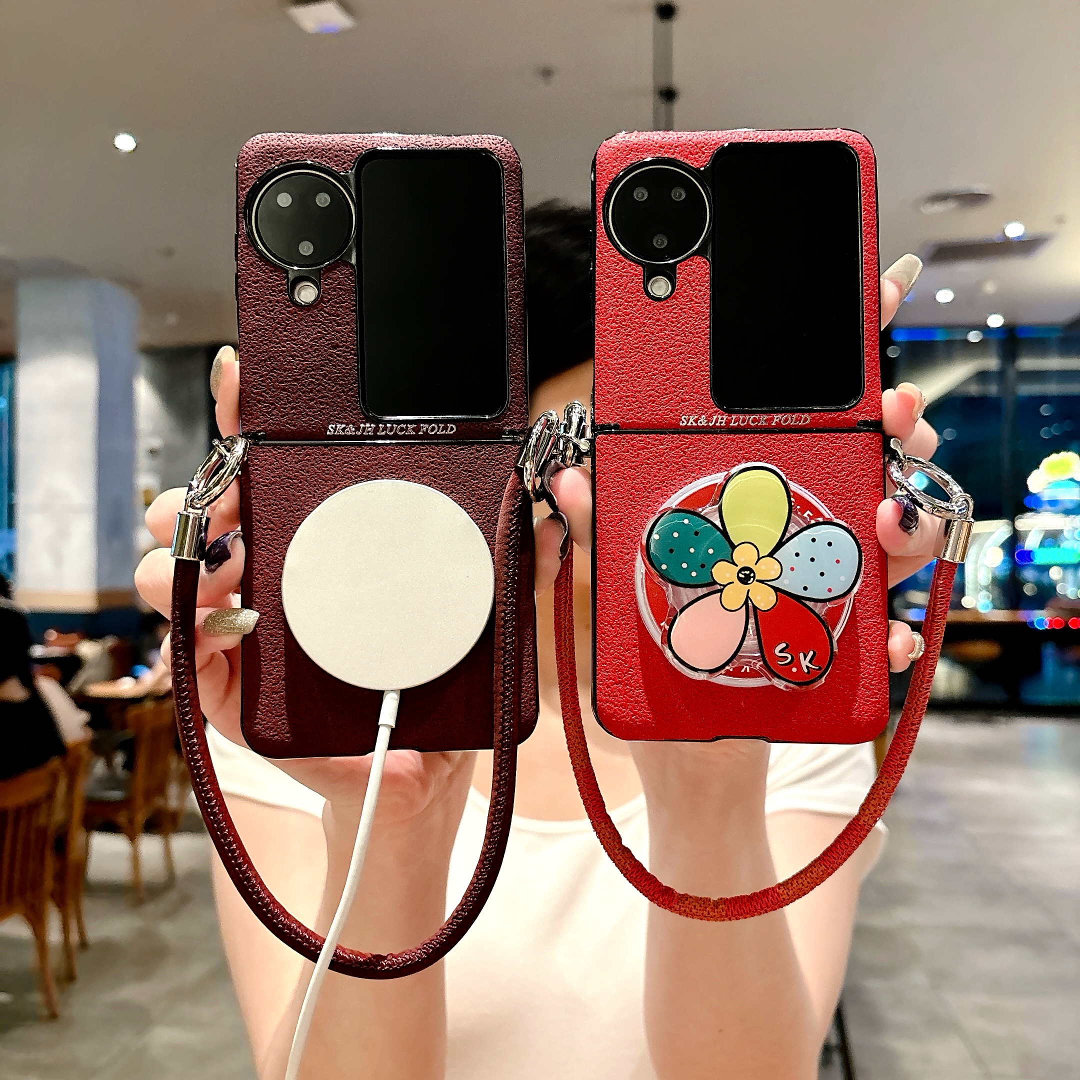 适用于oppofindn3flip新款折叠壳素皮侧扣磁吸手机壳findn2flip中轴全包带同款挂绳联名时尚小红书网红保护套