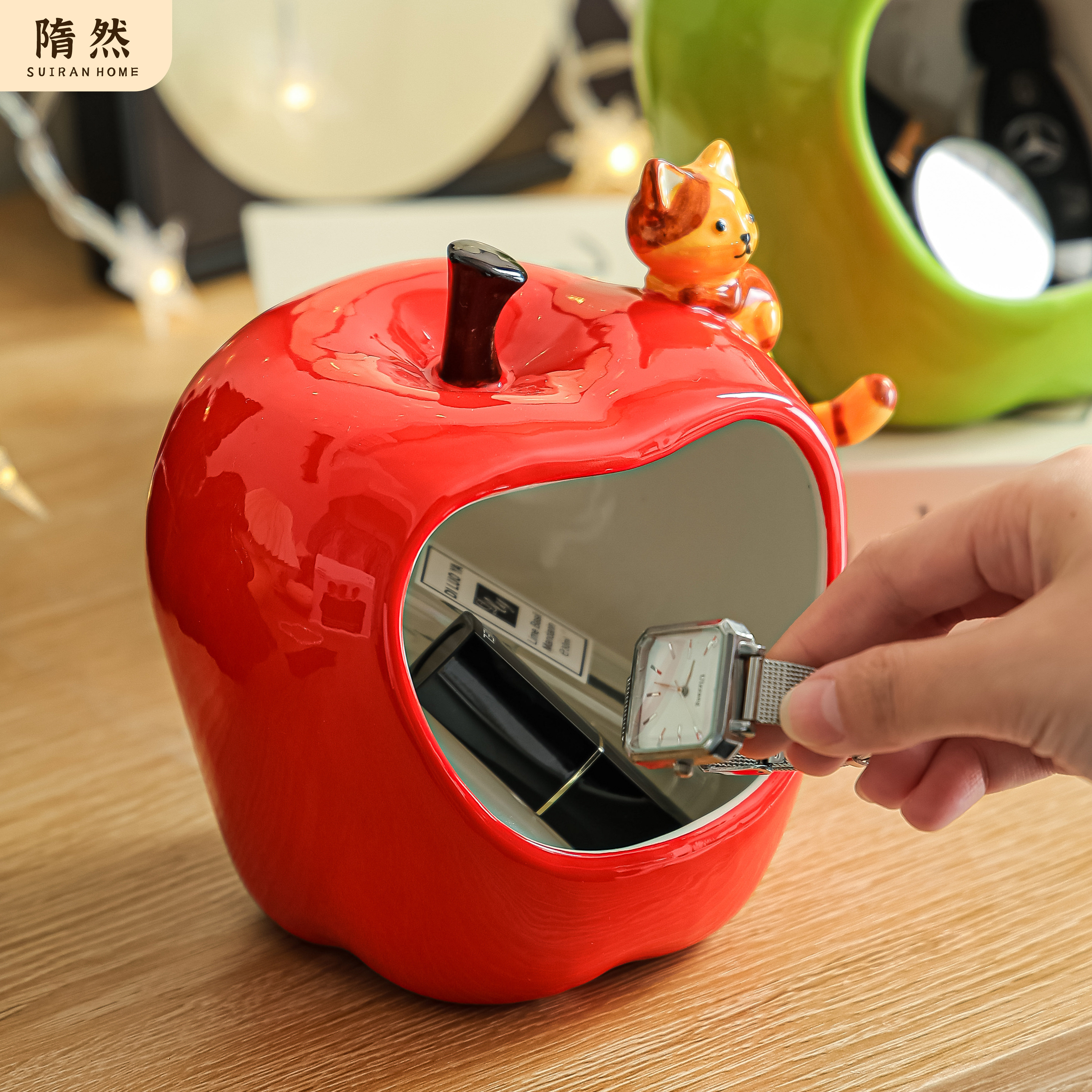 苹果收纳盒玄关放钥匙装饰品摆件家居入户进门口鞋柜客厅置物架子,家居饰品,装饰摆件,淘宝优惠券,粉丝福利购,淘宝优惠卷