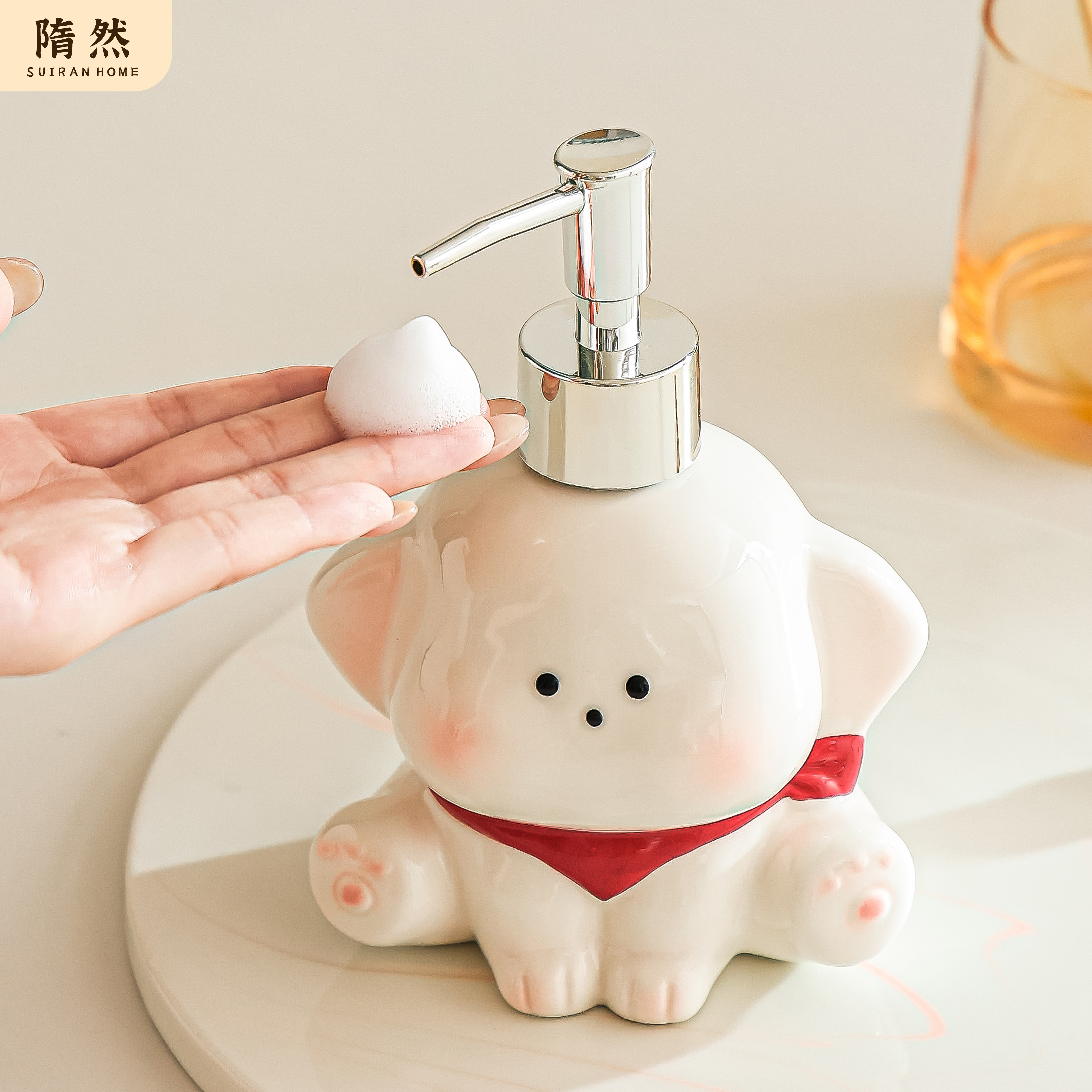 陶瓷洗手液瓶子卫生间洗衣液沐浴露洗发水分装瓶高颜值空瓶按压瓶