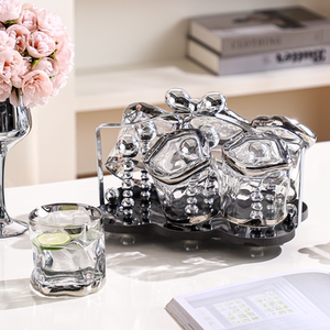 轻奢杯具套装家用倒挂沥水杯架客厅待客茶水杯乔迁新居杯子高级感