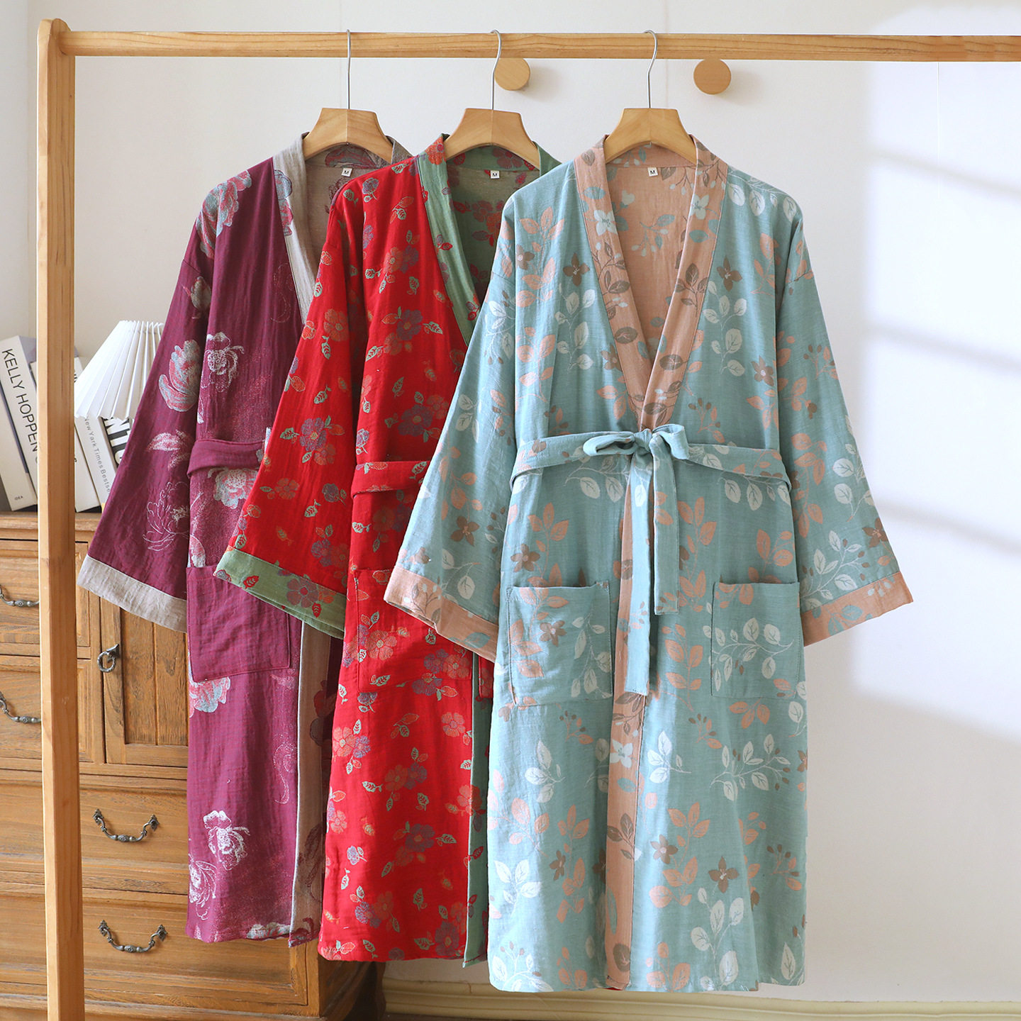 法国gentle motto睡衣中国风古汉服棉纱布和服四季浴衣睡袍情侣款