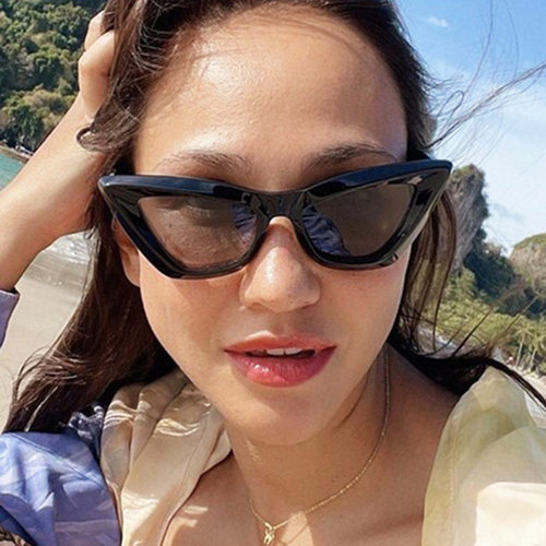 英系coss koko新款个性三角猫眼时尚太阳镜女欧美复古简约眼镜