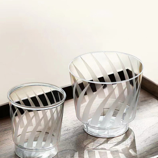 270ml硬茶杯金五缘航空杯耐高温食品级一次性杯子透明花纹饮料杯