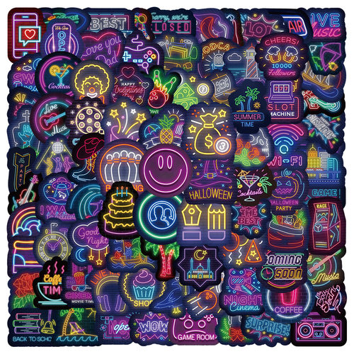 迷你卡通个性创意霓虹灯涂鸦贴纸