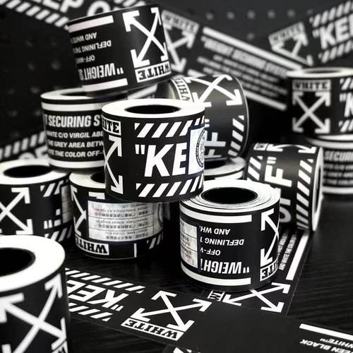 黑色潮牌offwhite胶带长条贴纸