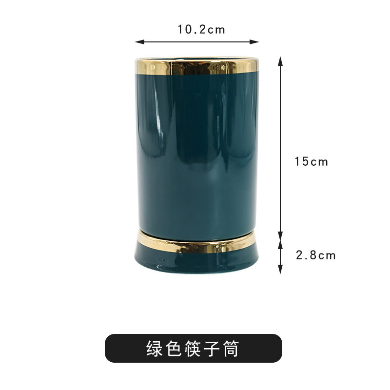 北欧风筷子筒笼家用防霉厨房厨具刀叉筷收纳沥水笼金边陶瓷筷子筒