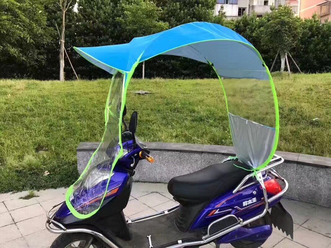 新款电动车雨棚 电瓶车遮阳伞 摩托车挡雨棚雨蓬带广告伞