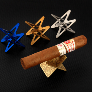 雪茄烟托不锈钢便携开合交叉设计托架礼盒装 碳纤维烟托