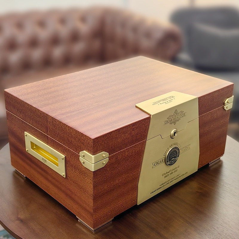 GRUS雪茄盒保湿盒实木烤漆防虫醇养大容量双层设计雪茄烟盒