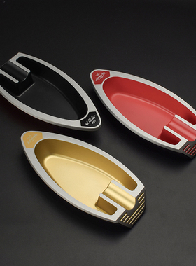 GRUS雪茄专用灭烟器办公室用金红金铝制多槽烟灰缸雪茄烟缸