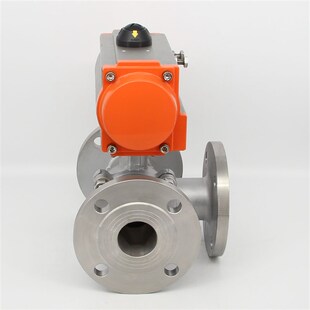 包邮 304不锈钢法兰三通气动球阀Q645F 16P换向三通切换阀T型L型