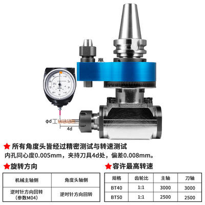 90度数控BT30/40/50直角双头万向角度CNC加工中心精密侧铣头刀柄