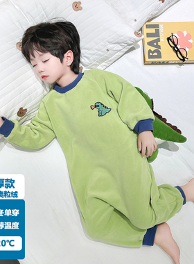 儿童恐龙连身睡衣春秋季莫代尔男女童防踢爬服宝宝防着凉婴儿睡袋
