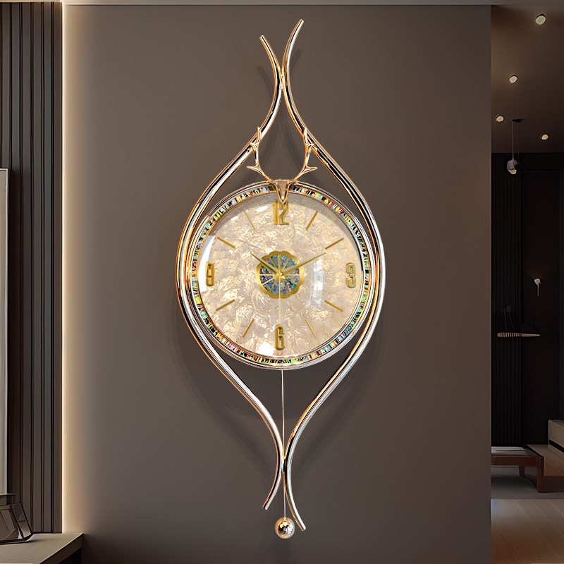 现代轻奢贝壳挂钟2024新款客厅大气网红钟表简约挂表创意挂墙时钟