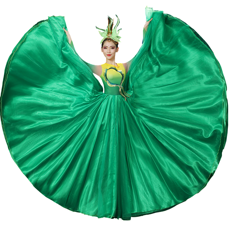 靓舞雅现货演出服装女开场舞大摆裙弹力舞蹈服现代民族歌伴舞长裙
