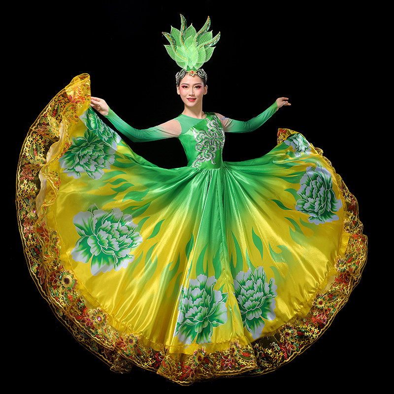 靓舞雅新款开场舞大摆裙大型歌伴舞台演出服女大气舞蹈服现代民族