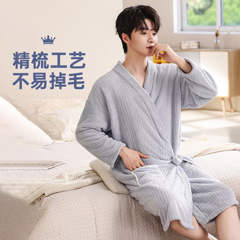 浴巾浴袍可穿式速干男士秋冬季情侣长袖可裹吸水洗完澡穿的浴衣女