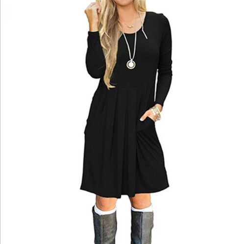 autumn women dresses ladies long sleeved winter dress 连衣裙
