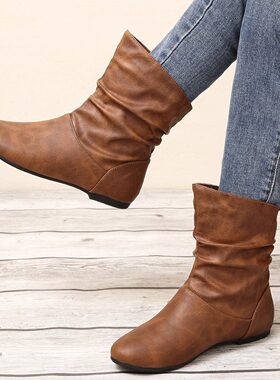 women falt boots short boots big size 43大尺码女堆堆平底短筒