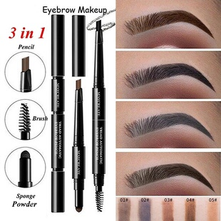 3 IN1 Waterproof Eyebrow Pencil Powder Brush Makeup Kit