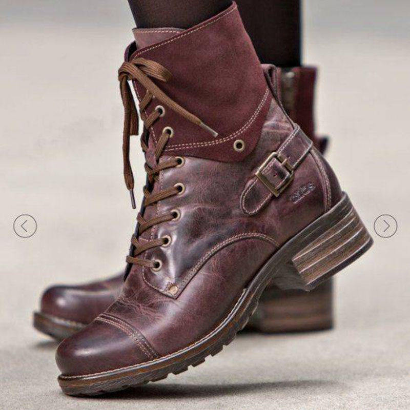 lady autumn female martin boots for women leather flat shoes
