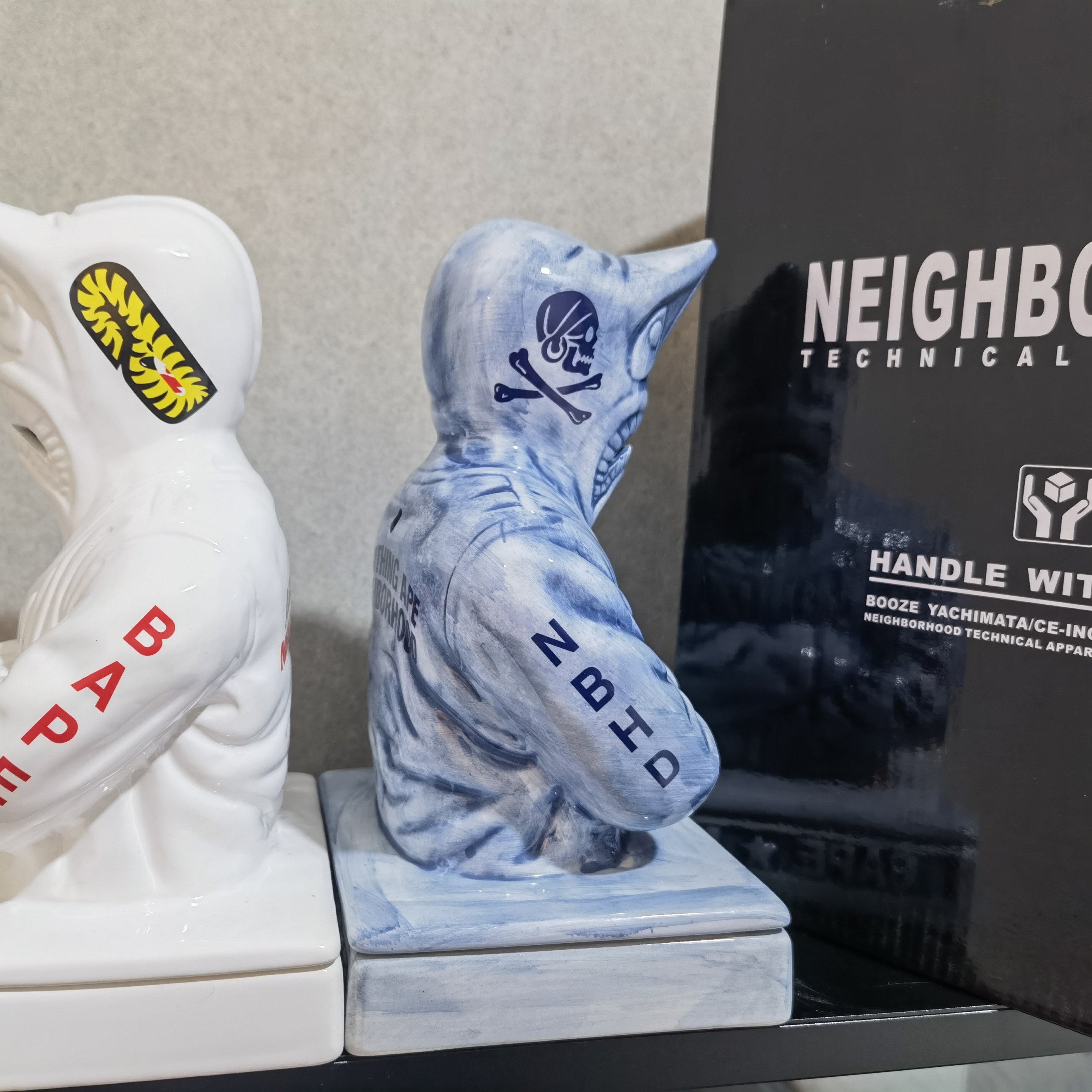 neighborhood bape联名nbhd鲨鱼人偶复古蓝色白色香炉incense