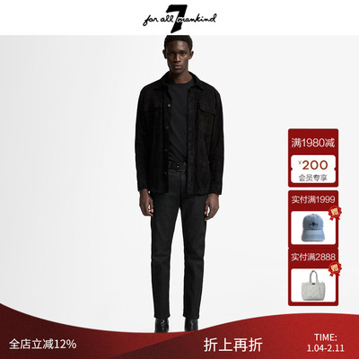 7 For All Mankind25新品男士商务通勤修身裤休闲裤百搭黑牛仔裤