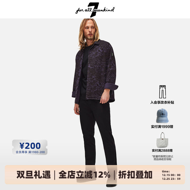 7 For All Mankind黑色休闲裤2025新款男士显瘦复古百搭显腿长