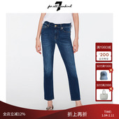 For All Mankind女高腰修身 舒适复古水洗九分直筒牛仔裤 SLIM