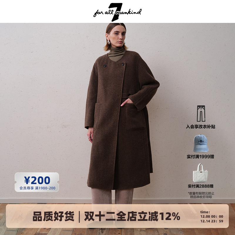 7 For All Mankind法式羊毛大衣女冬季25新款高级感气质毛呢外套