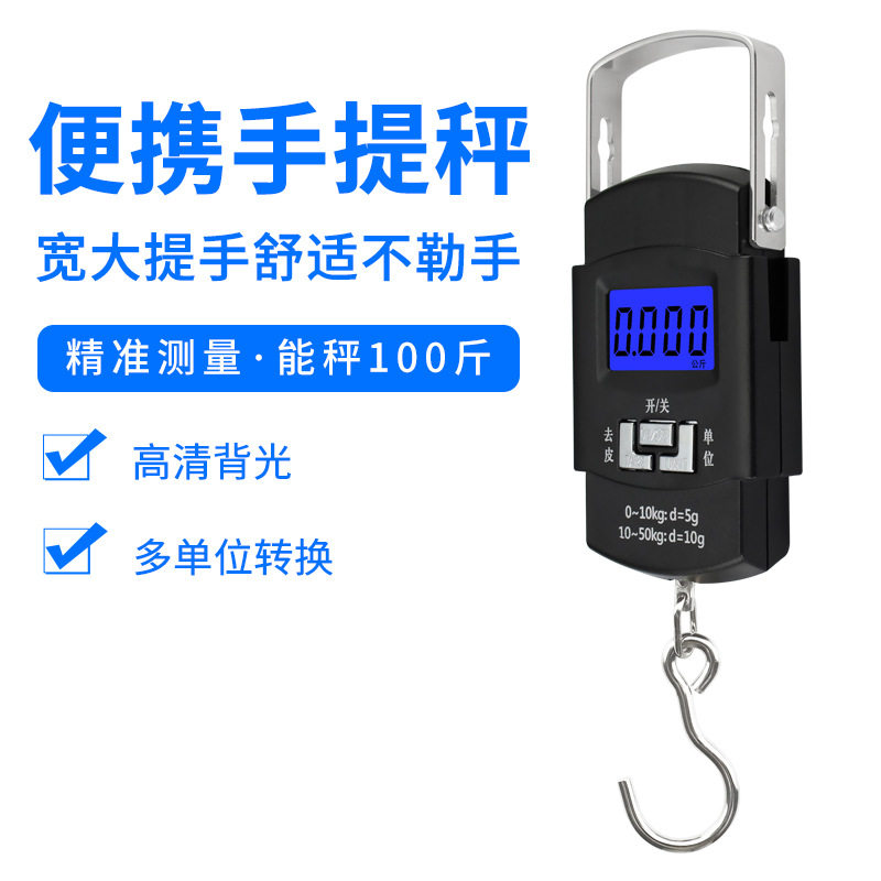 高精度手提电子秤 钓鱼弹簧称精准家用小型克秤便携式拉力钩子称