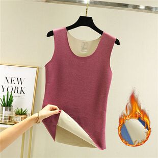 猫人加绒保暖背心女士秋冬季无痕发热内衣羊绒蚕丝恒温内搭打底衣