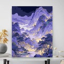 古风山水风景数字油画diy手工填色油彩画千里江山图卧室客厅挂画